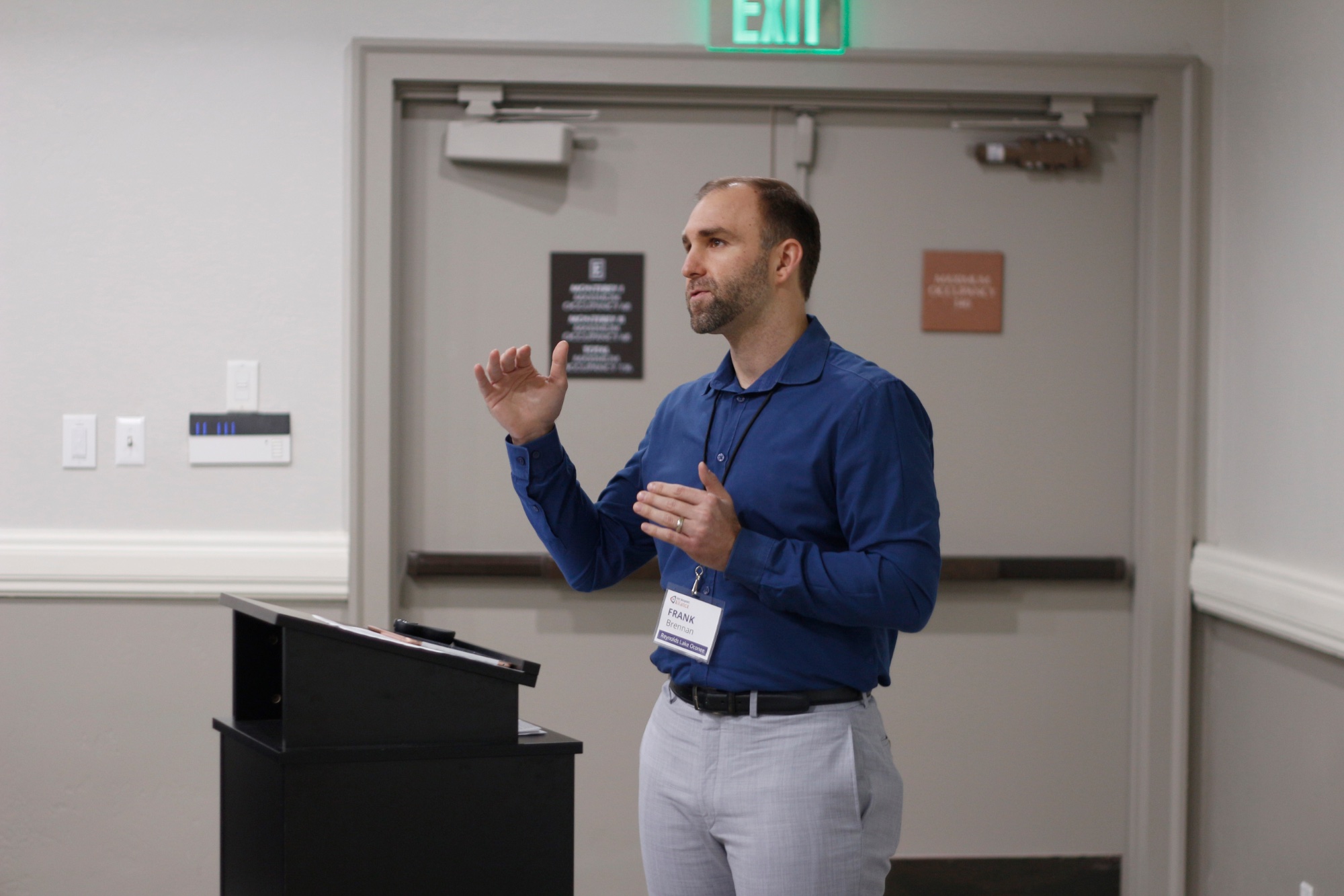 Frank Brennan at podium
